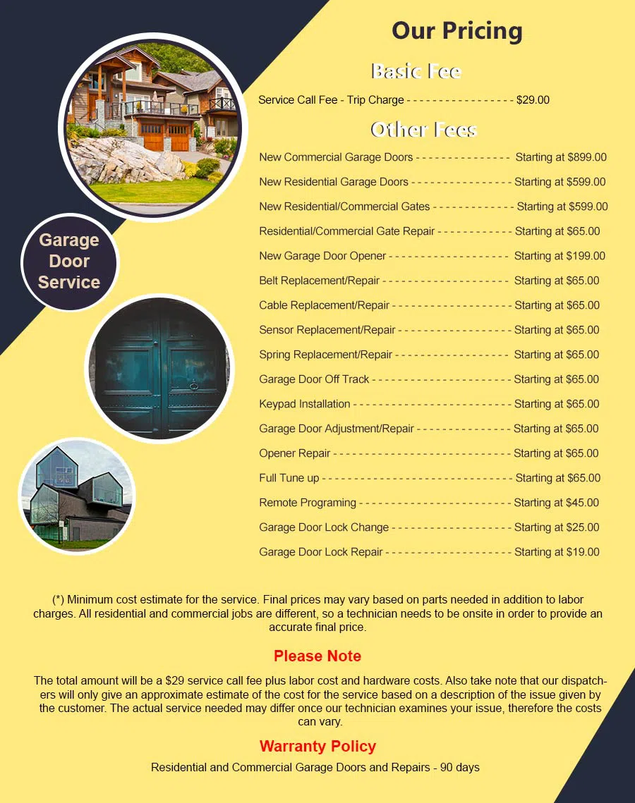Elite Garage Door Service Irving, TX 972-538-2325 - pricelist6